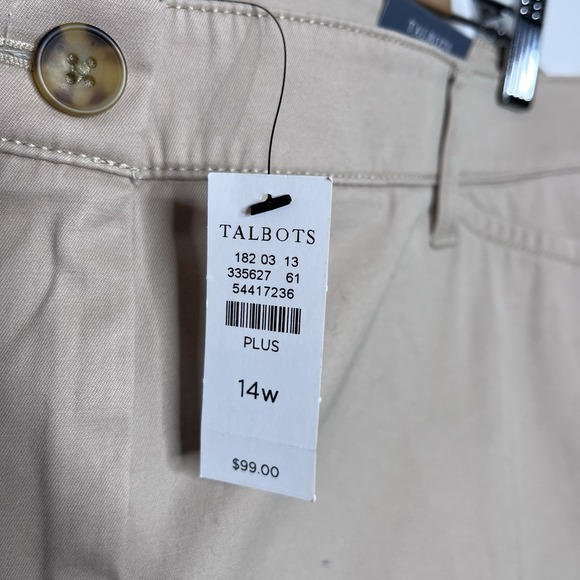Talbots The Perfect Chino Pants Khaki Tan Womens 14W Straight Leg Full Length - Picture 5 of 9